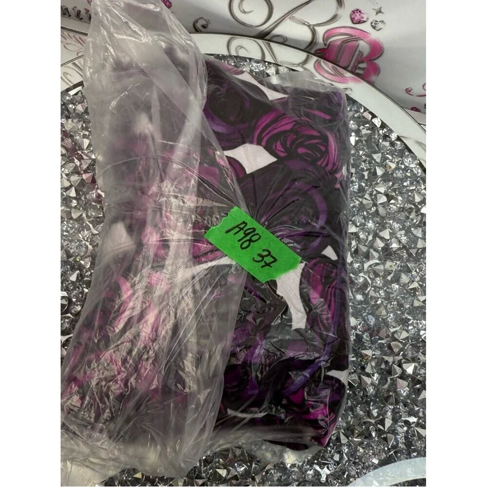 Tahari Dress 100% silk roses flowers floral Purple & Black Floral Midi Dress - Picture 14 of 14